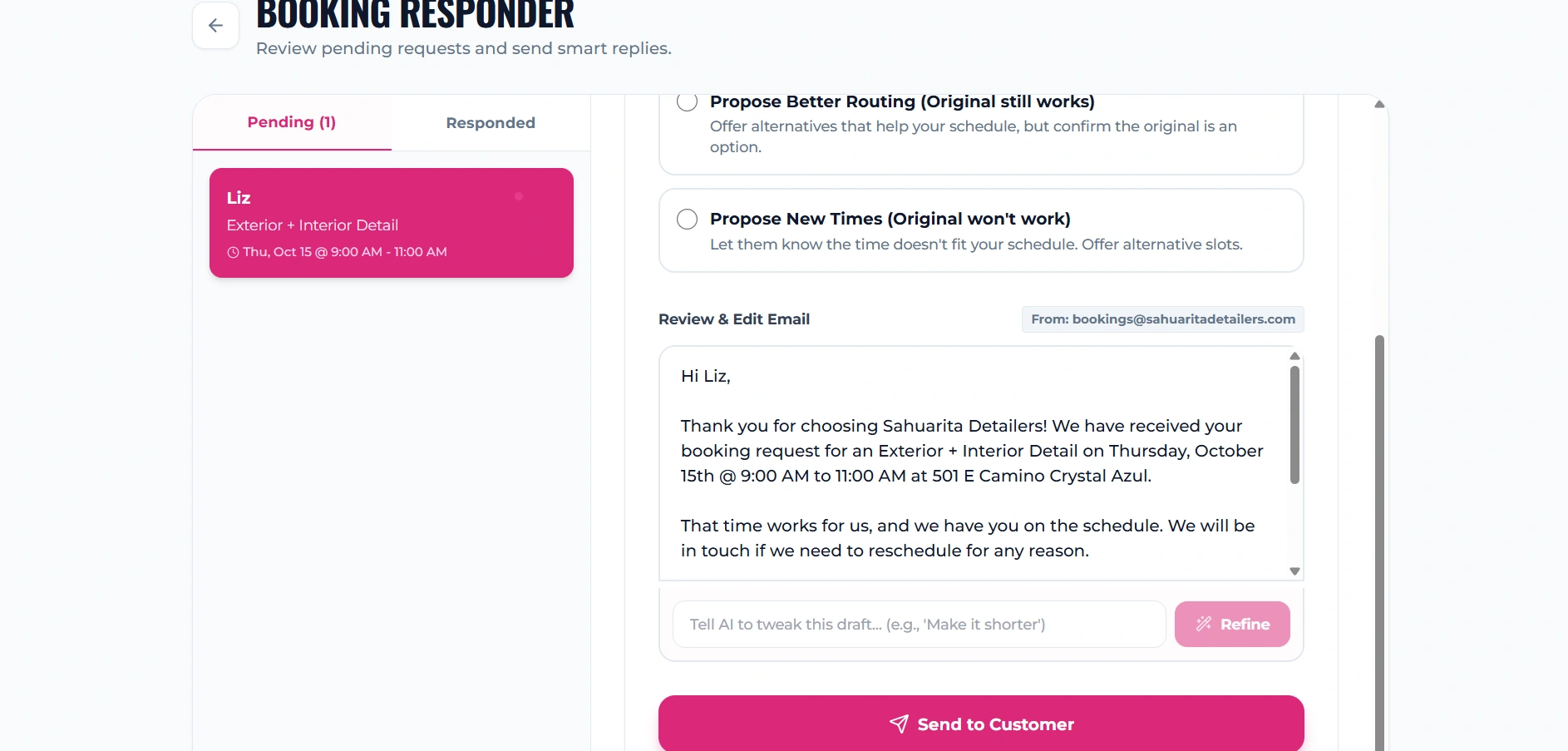 AI Booking Responder